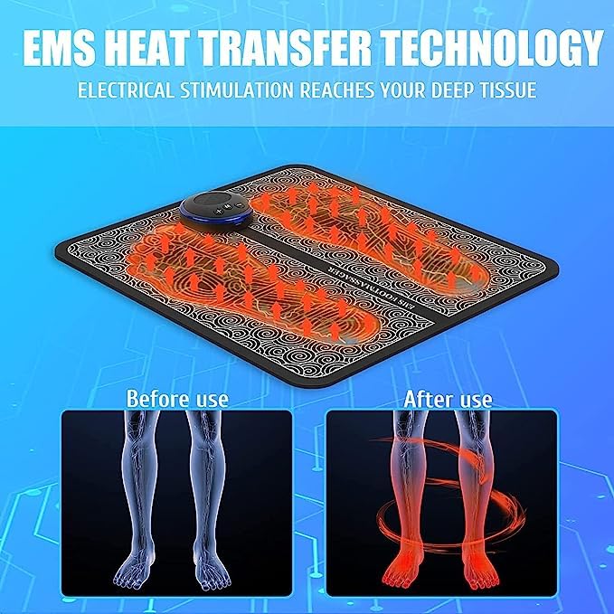 Ems Foot Massager Electric Feet Massager Deep Kneading Circulation Foot Booster For Feet And Legs Muscle Stimulator Folding Portable Electric Massage Machine