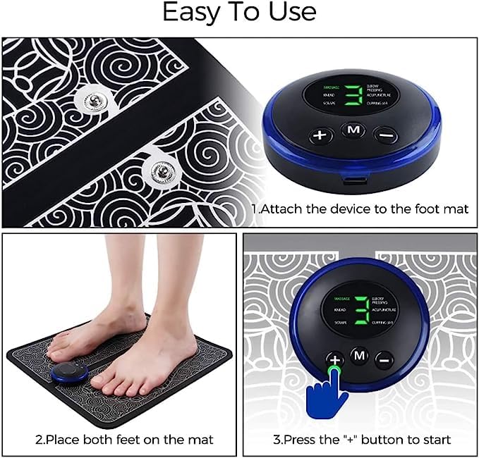 Ems Foot Massager Electric Feet Massager Deep Kneading Circulation Foot Booster For Feet And Legs Muscle Stimulator Folding Portable Electric Massage Machine