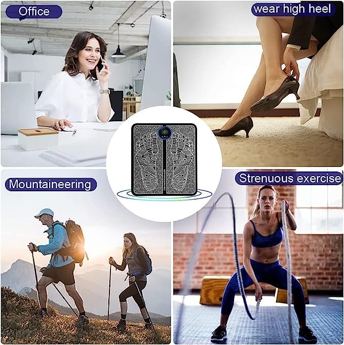 Ems Foot Massager Electric Feet Massager Deep Kneading Circulation Foot Booster For Feet And Legs Muscle Stimulator Folding Portable Electric Massage Machine